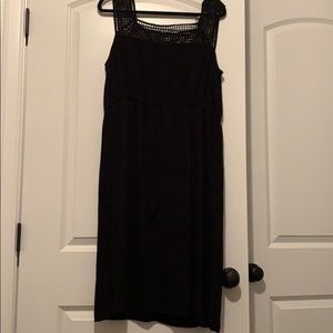 Black square neck dress